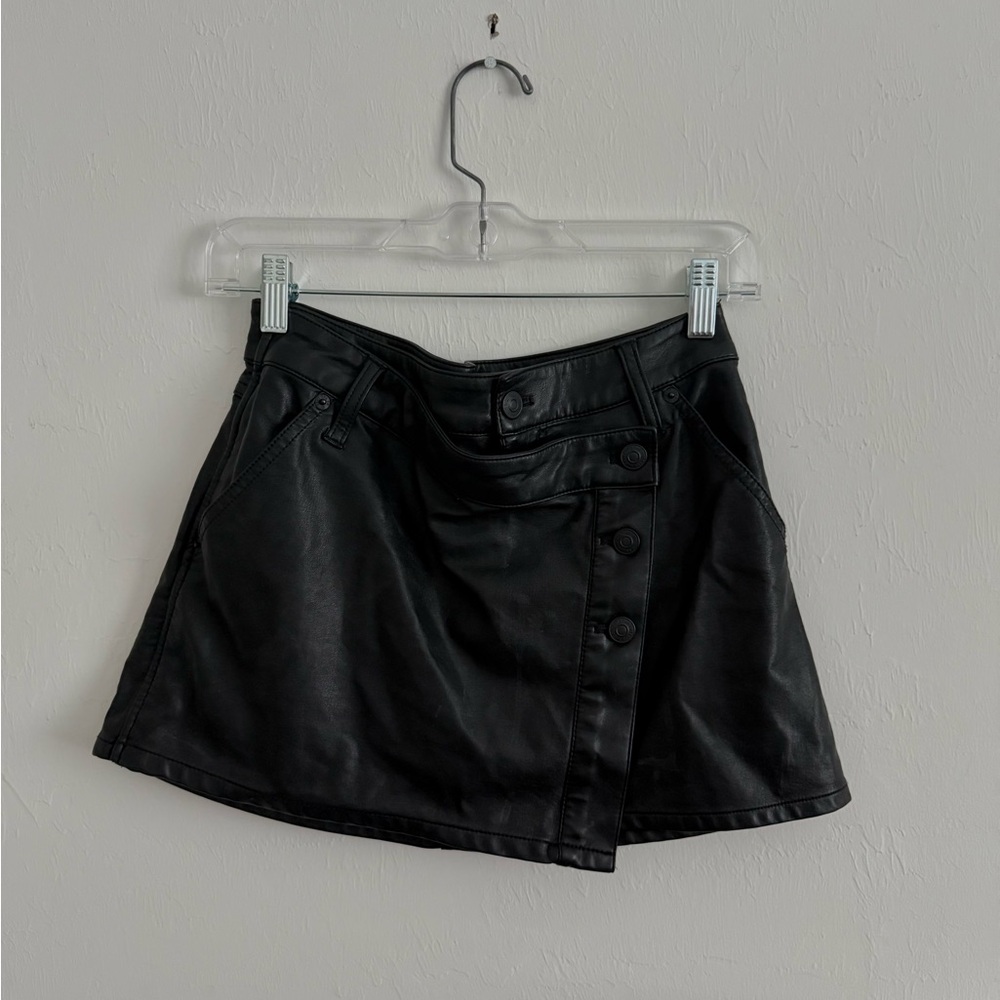 Free People Black Vegan Leather Skirt - Picture 1 of 3